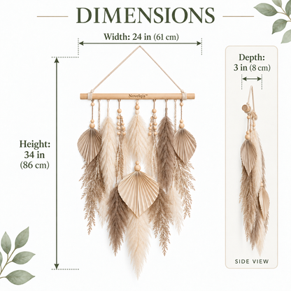 Novelqis™ Neutral Pampas Fan Wall Hanging