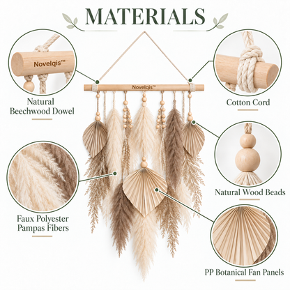 Novelqis™ Neutral Pampas Fan Wall Hanging