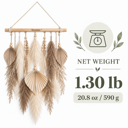 Novelqis™ Neutral Pampas Fan Wall Hanging