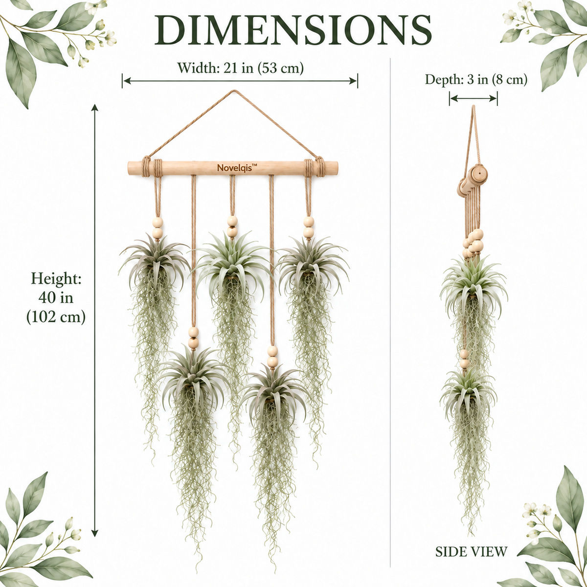 Novelqis™ Air Plant & Spanish Moss Wall Hanging
